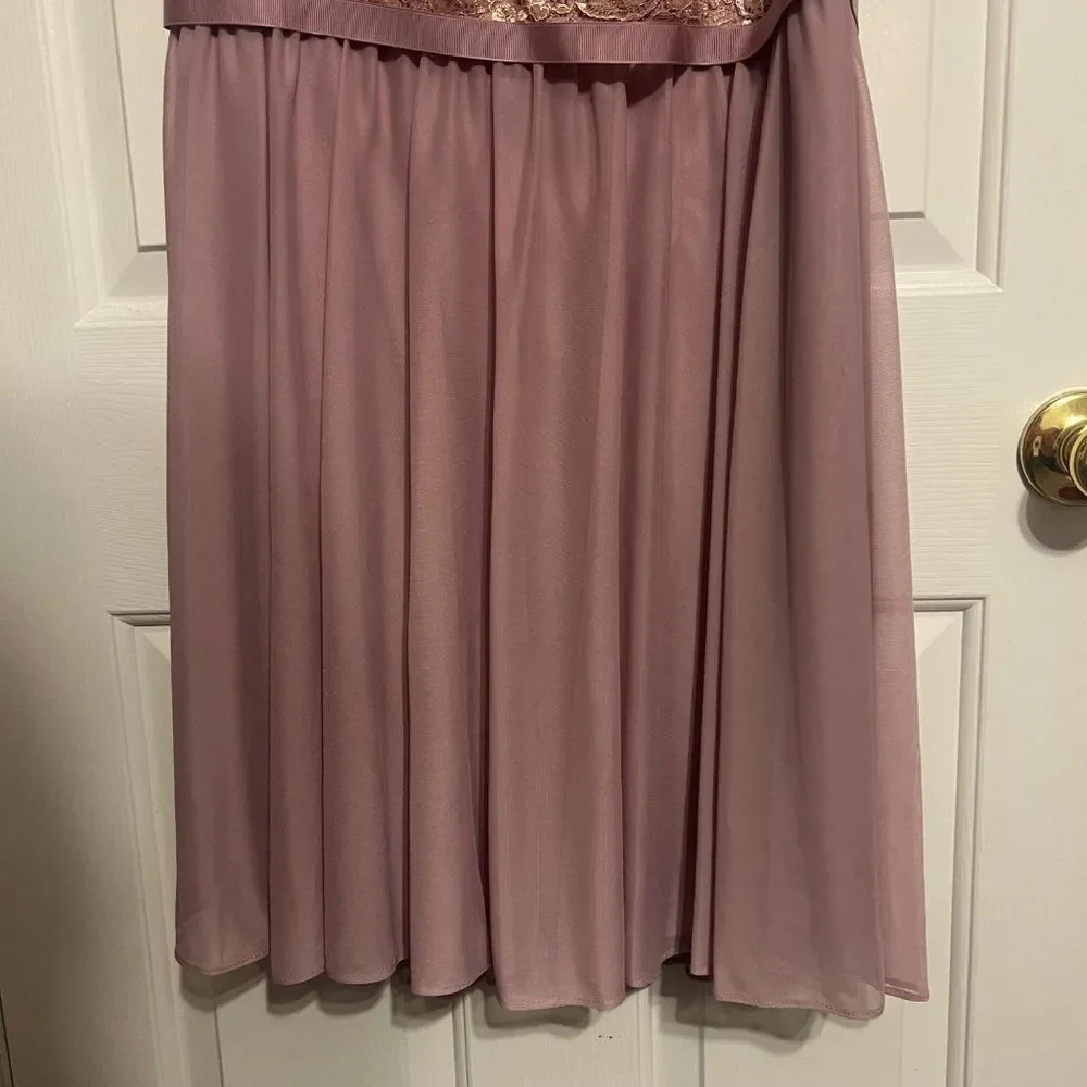 David's Bridal Womens Formal Short Dress One Shoulder Lace Sz 14 Bridesmaid Prom - Picture 4 of 10